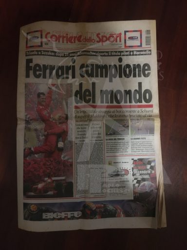 Quotidiano - Anno 2000 - 9 Ottobre 2000 - Corriere dello Sport - Ferrari Campione del Mondo