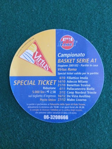 Folder - Italia - Virtus Roma - Anno 2001-02 - Special Ticket - (Retro)