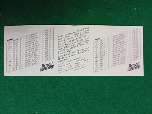 Folder - Stati Uniti - Detroit Lightning - Anno 1979-80 - Calendario Partite - (Interno)