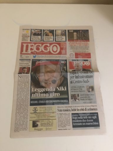 Quotidiano - Anno 2019 - 22 Maggio 2019 - Leggo - Morte Niki Lauda