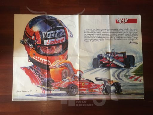 Poster - Anno 1980 - Autosprint - Gilles Villeneuve - Disegno - (Fronte)